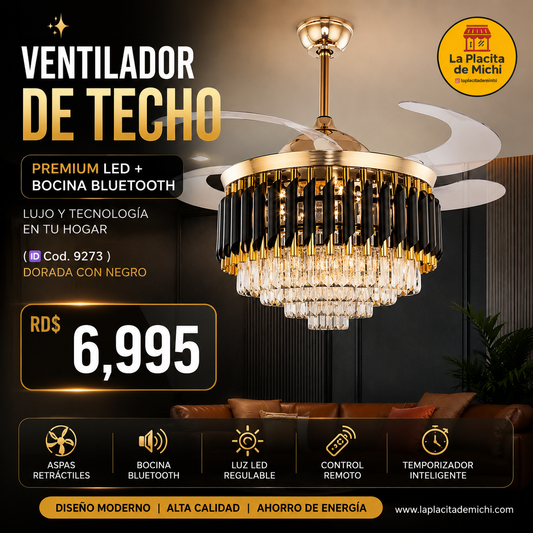 ✨💡 VENTILADOR DE TECHO PREMIUM LED + BOCINA BLUETOOTH – LUJO Y TECNOLOGÍA EN TU HOGAR 💡✨
(🆔 Cod. 9273 ) DORADA CON NEGRO

💰RD$6,995