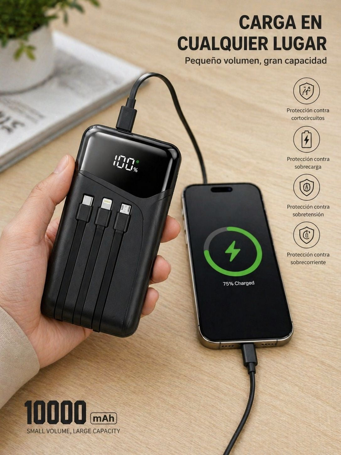 🔋⚡ POWER BANK 10,000 mAh – CARGA RÁPIDA DONDE SEA QUE ESTÉS ⚡🔋 (Cod. M-25001)

💰RD$995