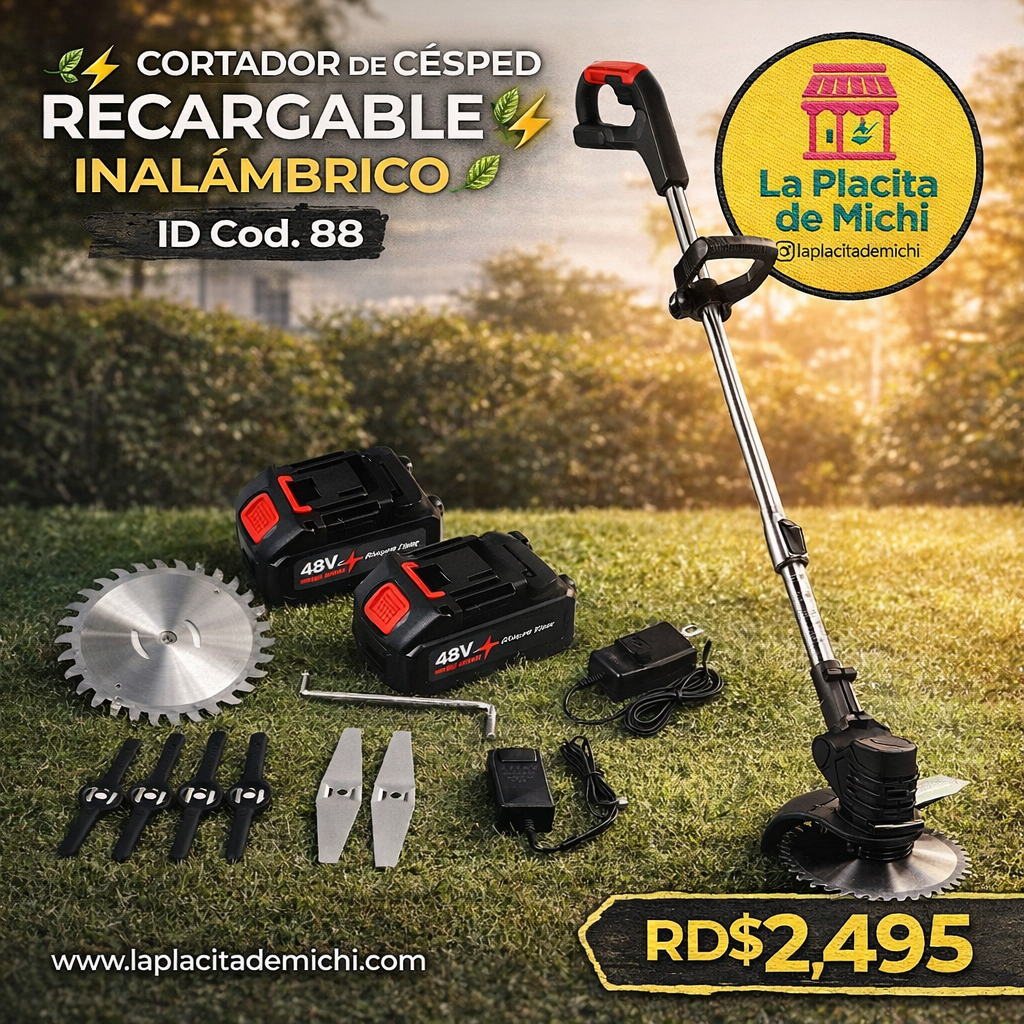 🌿⚡ CORTADOR DE CÉSPED RECARGABLE INALÁMBRICO ⚡🌿
🆔 Cod. 88
💰 RD$2,495