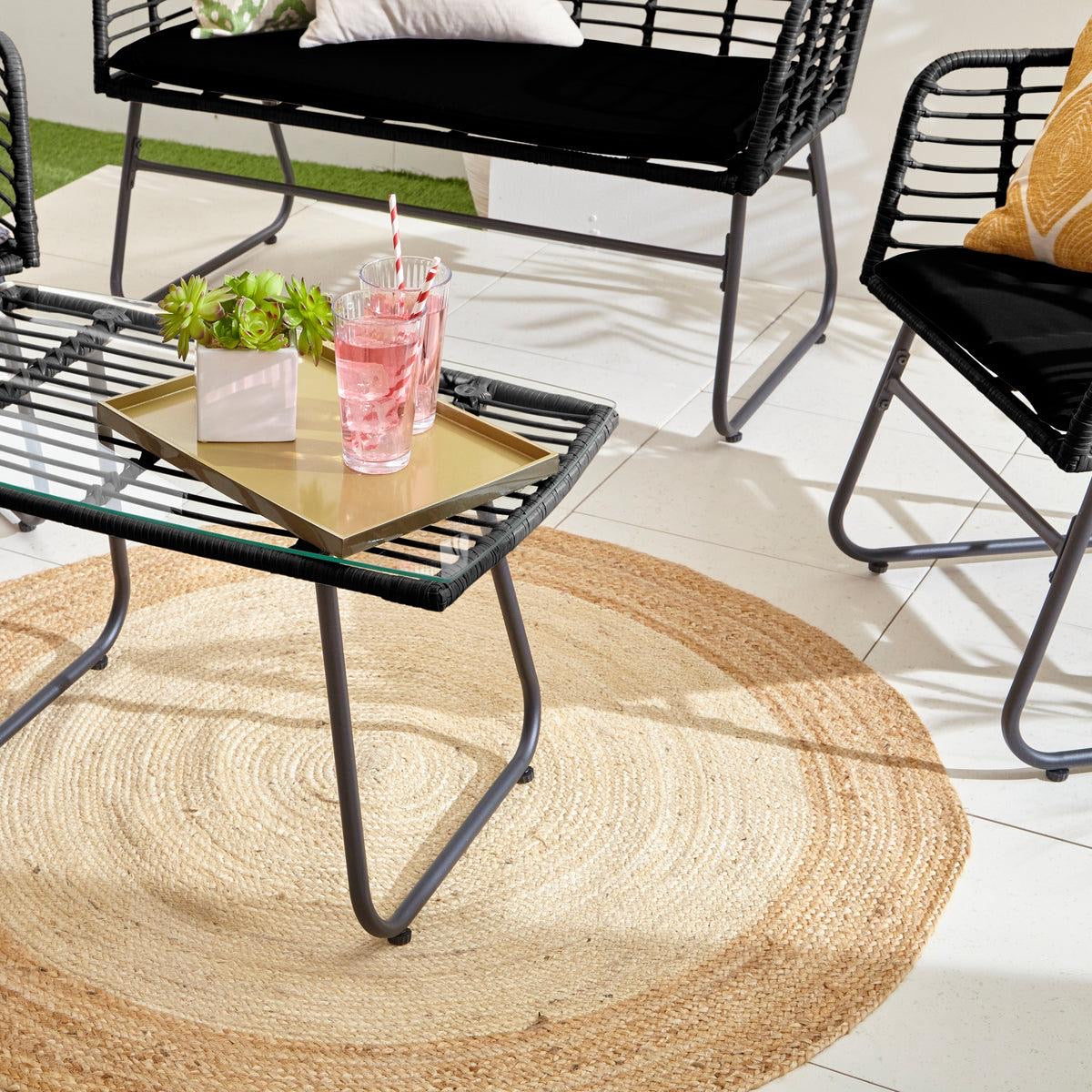 🪑 Sofá Moderno de Interior y Exterior en Ratán Sintético Color Negro ⚫️
💰RD$22,495