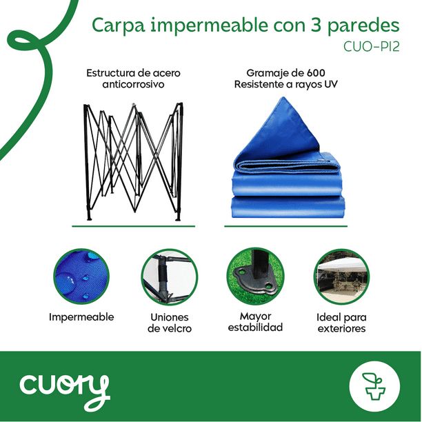 ⛺✨ Carpa Impermeable 3x3 con 3 Paredes ✨⛺
💰 RD$6,495