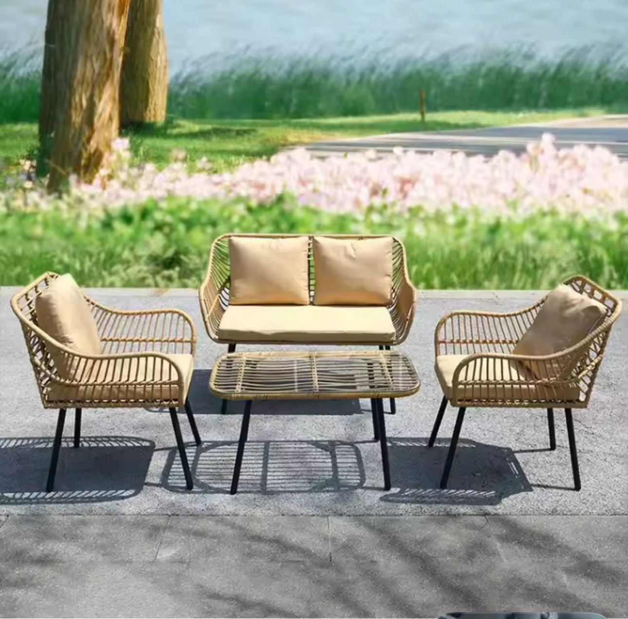 🛋️✨ Juego de Sofás de 4 Piezas para Jardín ✨🛋️ (cod.4)