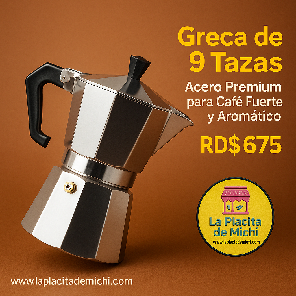 Greca de 9 Tazas – Acero Premium para Café Fuerte y Aromático

💰RD$675
