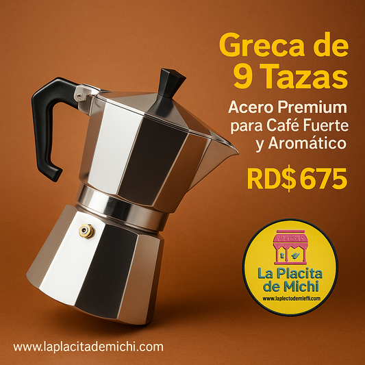 Greca de 9 Tazas – Acero Premium para Café Fuerte y Aromático

💰RD$675