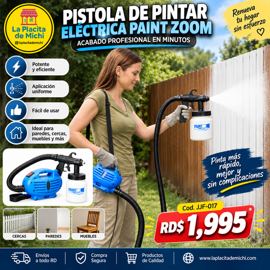 🎨⚡ PISTOLA DE PINTAR ELÉCTRICA PAINT ZOOM – ACABADO PROFESIONAL EN MINUTOS ⚡🎨 (Cod. JJF-017)

💰RD$1,995