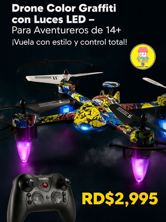 🚁 Drone Color Graffiti con Luces LED – Para Aventureros de 14+ (Cod.H236)
¡Vuela con estilo y control total!