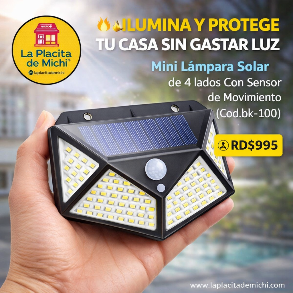 🔥💡 ILUMINA Y PROTEGE TU CASA SIN GASTAR LUZ 💡🔥

Mini Lámpara Solar de 4 lados Con Sensor de Movimiento (Cod.bk-100)

💰RD$995