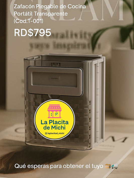 Zafacón Plegable de Cocina Portátil Transparente (Cod.T-001)