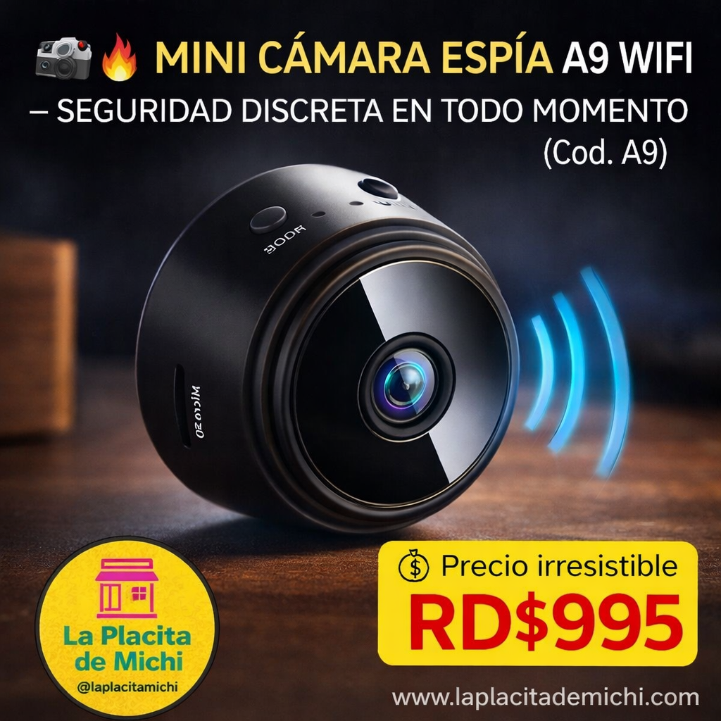 📹🔥 MINI CÁMARA ESPÍA A9 WIFI – SEGURIDAD DISCRETA EN TODO MOMENTO 🔥📹 (Cod. A9)

💰 Precio irresistible RD$995