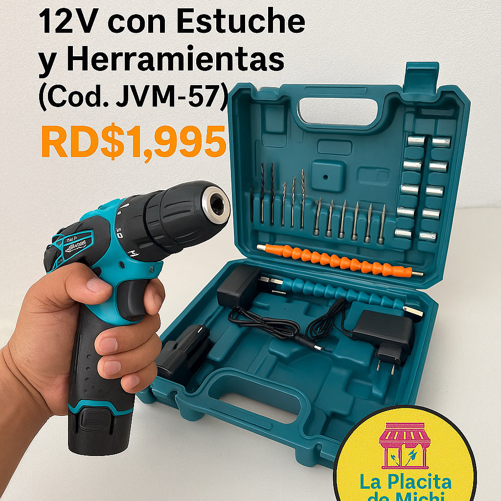 🔧 Taladro Destornillador Inalámbrico 12V con Estuche y Herramientas (Cod. JVM-57)

💰 RD$1,995