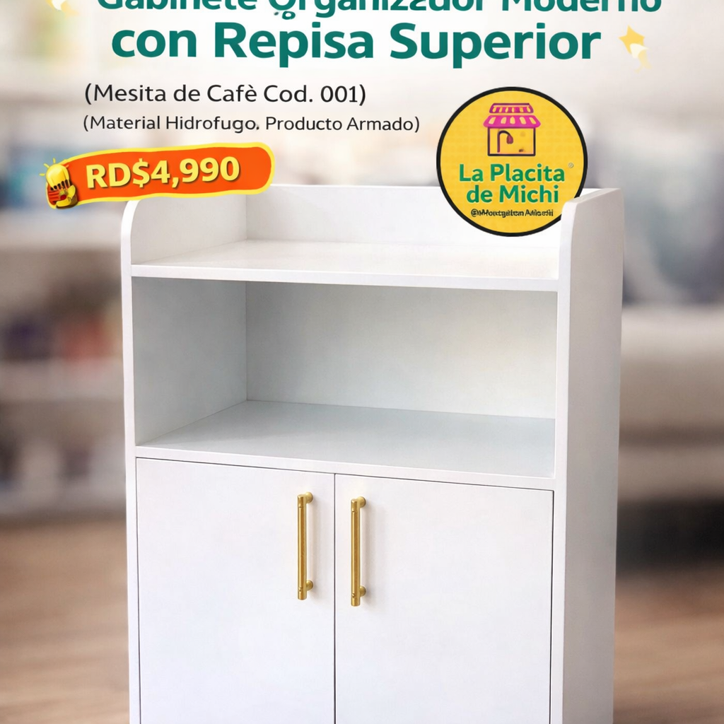 ✨ Gabinete Organizador Moderno con Repisa Superior ✨

(Mesita de Café Cod. 001) (Material Hidrofugo, Producto Armado) 

💰RD$4,990 

- Medidas 84x60x38cm