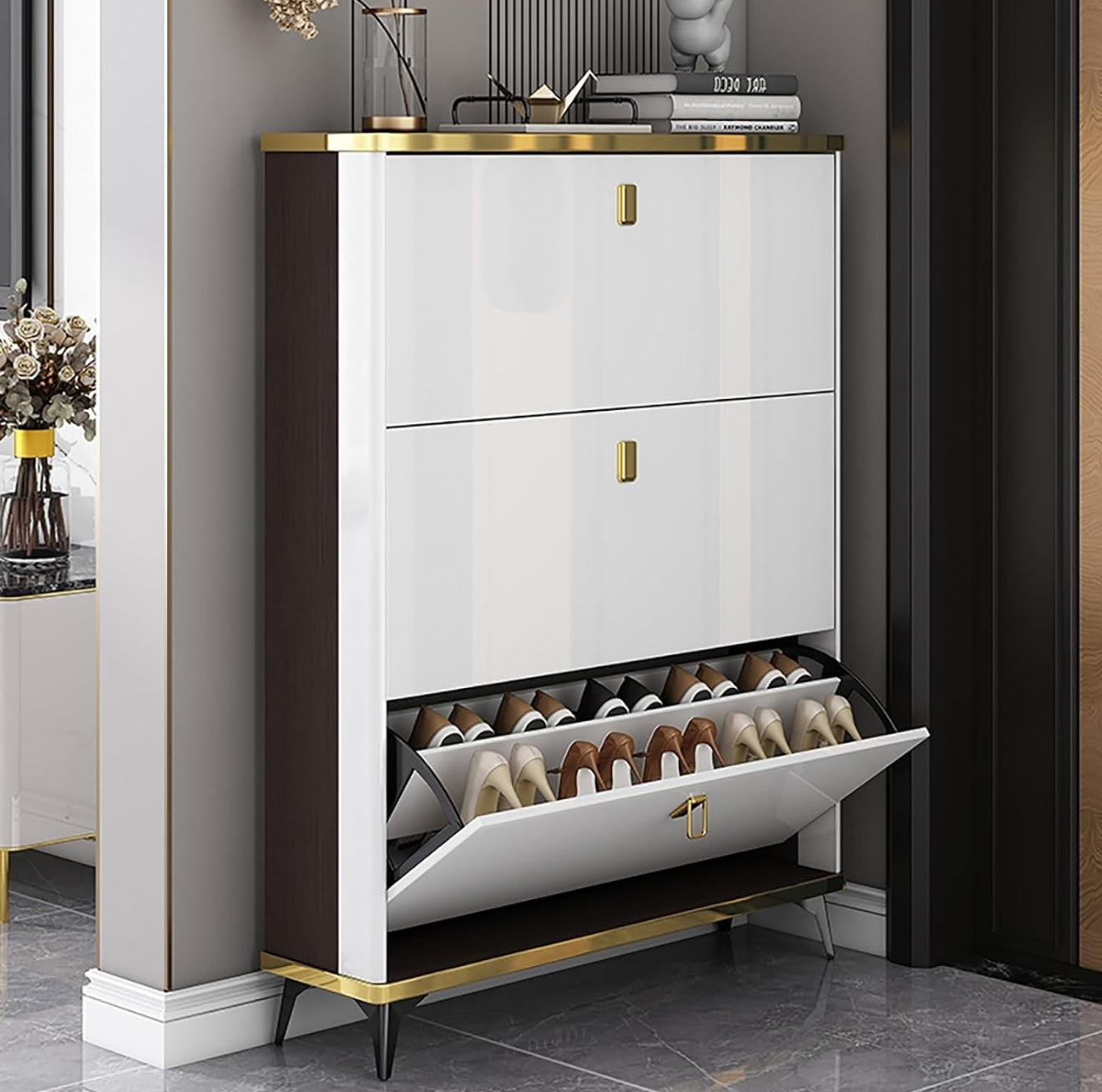 ⭐ Zapatera Premium de 3 Niveles – Diseño Moderno Blanco & Dorado ⭐ (Cod.23861-1)

💰RD$3,495