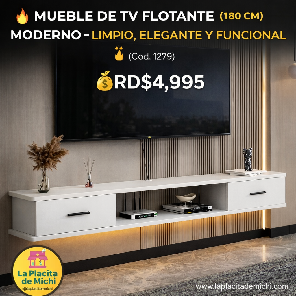 🔥 MUEBLE DE TV FLOTANTE *(180 CM)* MODERNO – LIMPIO, ELEGANTE Y FUNCIONAL 🔥 (Cod. 1279)

💰RD$4,995