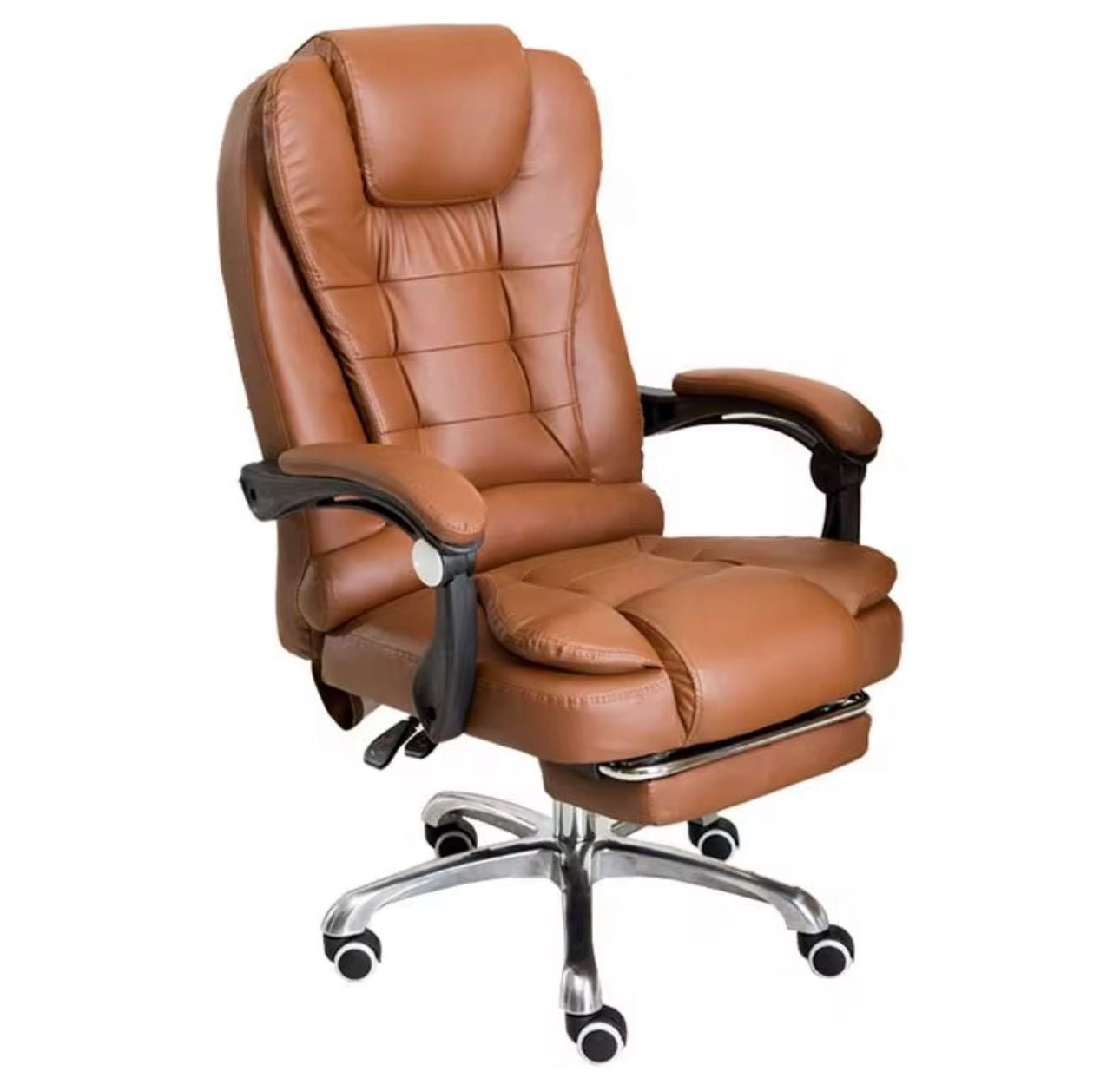 🟤 Silla Ejecutiva con Masajeador y Reposapiés (Color Marrón)