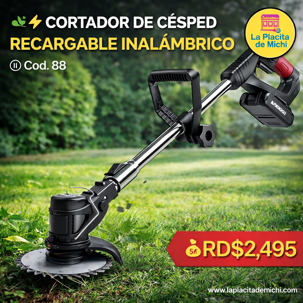🌿⚡ CORTADOR DE CÉSPED RECARGABLE INALÁMBRICO ⚡🌿
🆔 Cod. 88
💰 RD$2,495