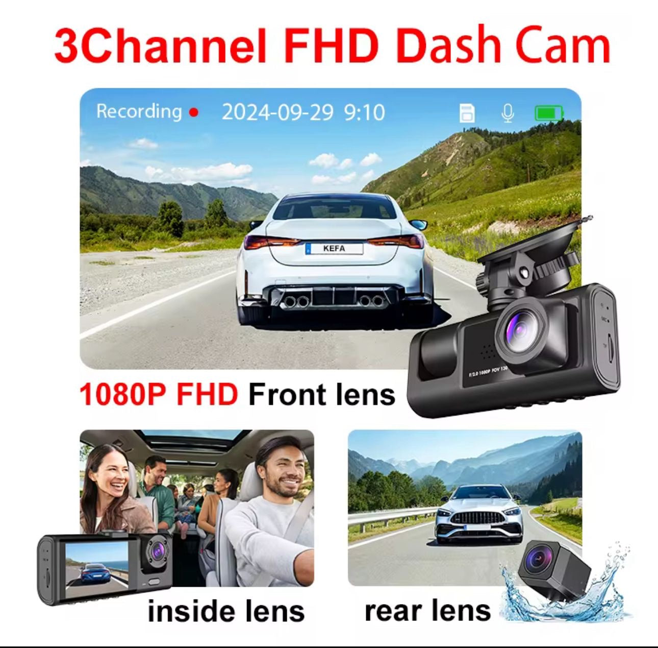 🚗💥 ¡Protege tu vehículo con esta Dashcam 1080P HD de 3 lentes! (wifi)
(Cod.1080)