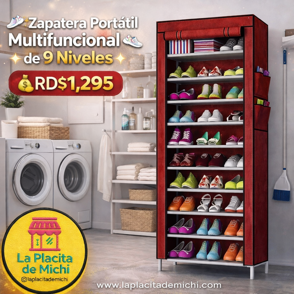 👟✨ Zapatera Portátil Multifuncional de 9 Niveles ✨👟 (Cod. NS-9) 

💰 RD$1,295