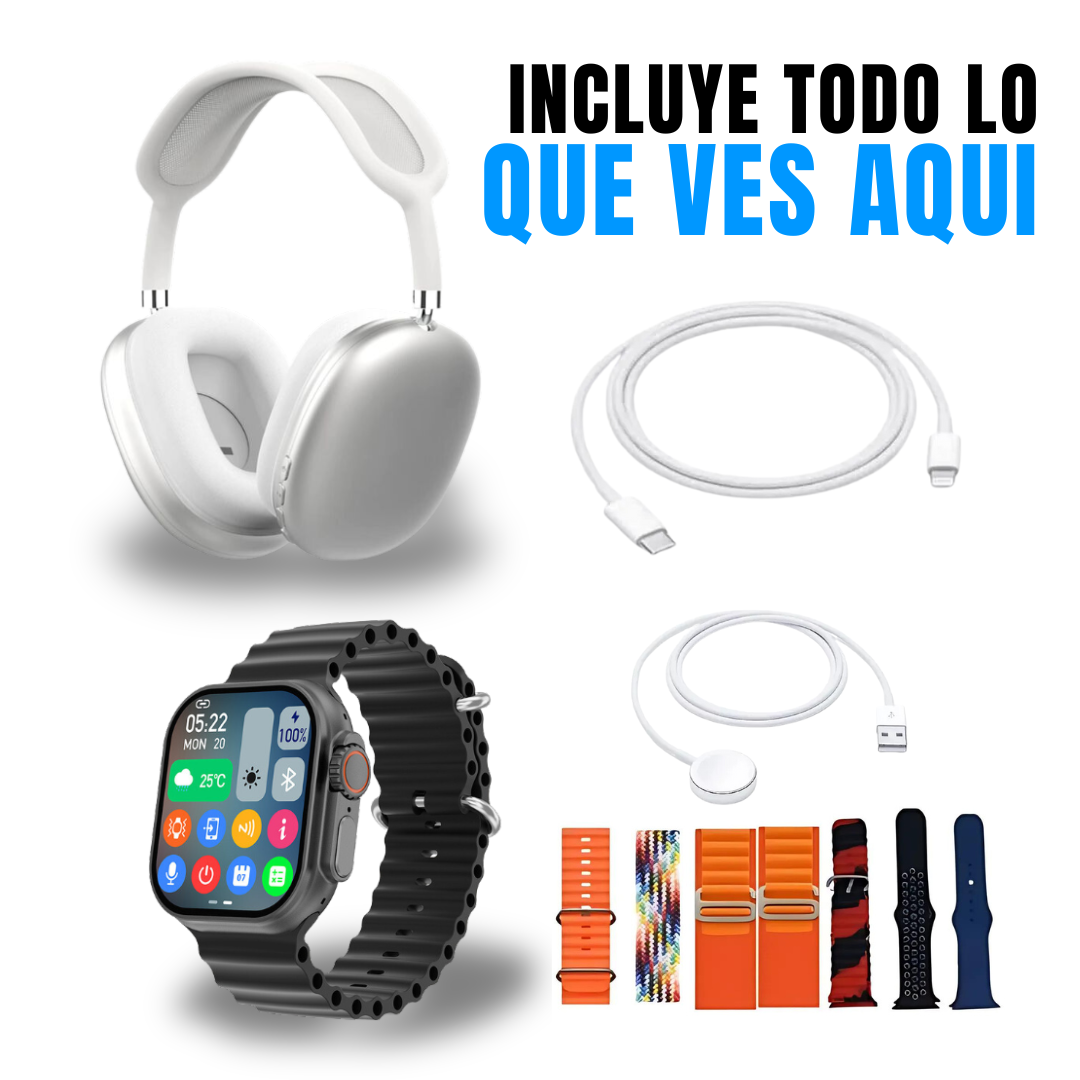 Reloj + 7 Correas Diferentes + Audífonos 🎧 P9 Ultra 2