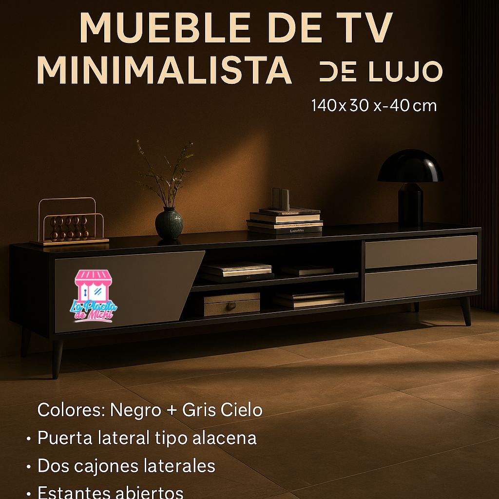 Mueble de TV Minimalista de Lujo –140x30x40cm (Cod.101)