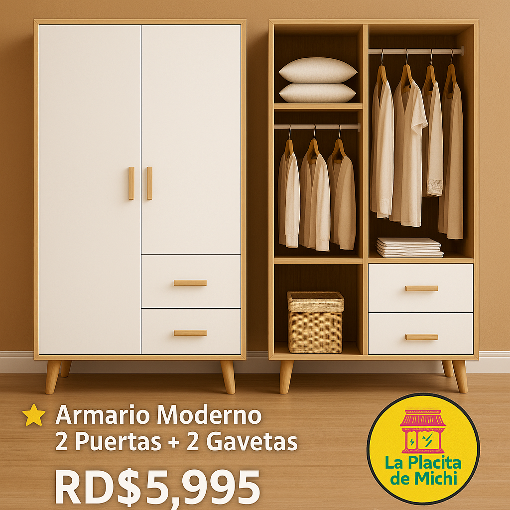 ⭐ Armario Moderno 2 Puertas + 2 Gavetas (Cod.80905)

💰 RD$5,995