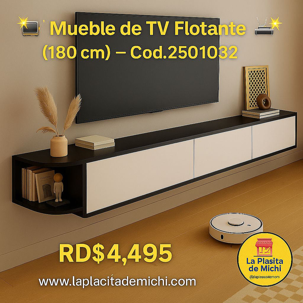 📺✨ Mueble de TV Flotante (180 cm) – Cod.2501032 ✨📺 (Negro con Blanco )

💰 RD$4,495