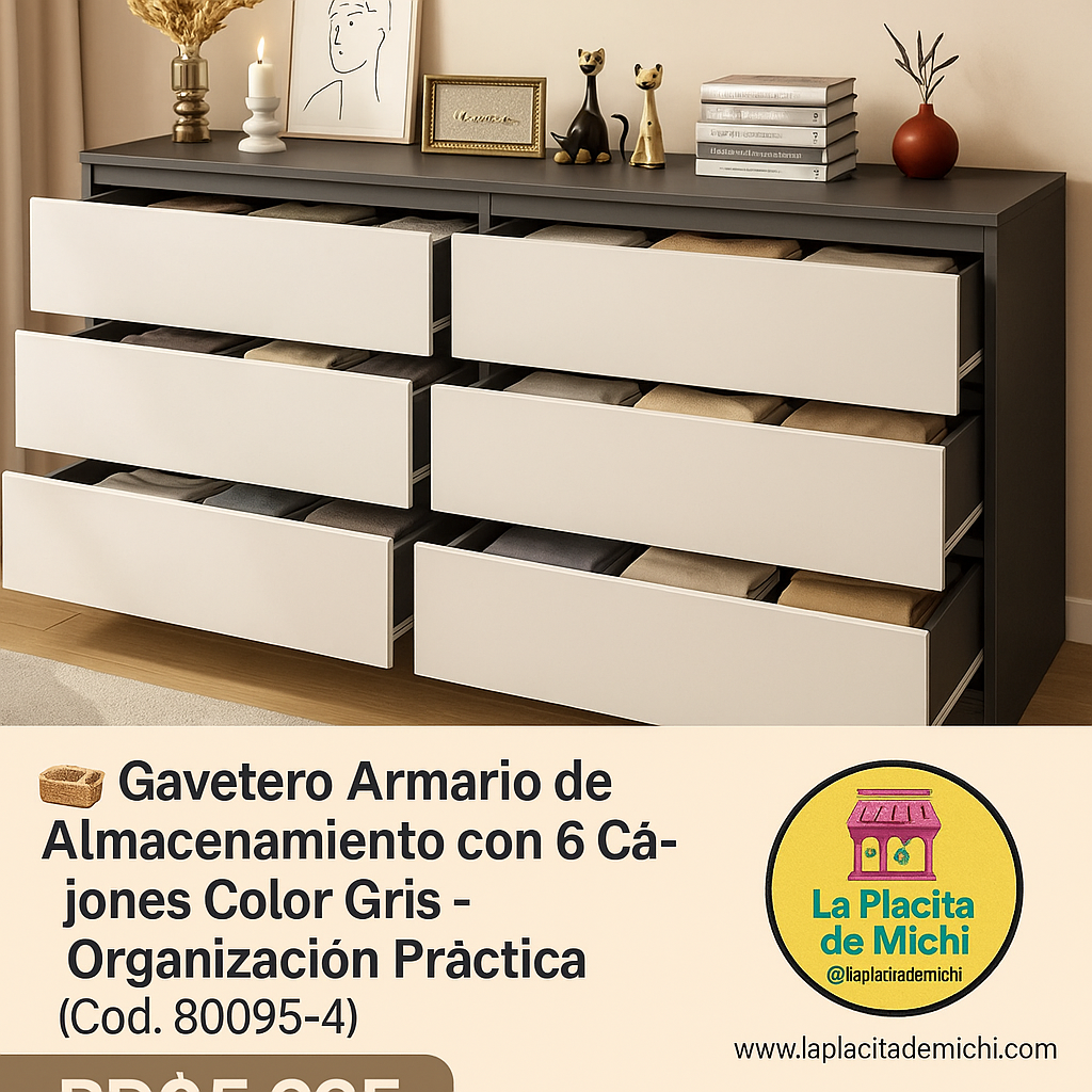 🧺 Gavetero Armario de Almacenamiento con 6 Cajones Color Gris – Organización Práctica. (Cod. 80025-4)

💰RD$5,995