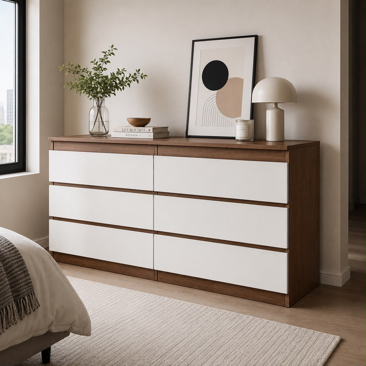 🧺 GAVETERO ARMARIO DE ALMACENAMIENTO – 6 CAJONES 
 🆔 Cod. 80025-7 MARRÓN CON BLANCO

💰 RD$5,995

📐 Medidas 
• Ancho: 120 cm
• Alto: 98.6 cm
• Fondo: 40 cm