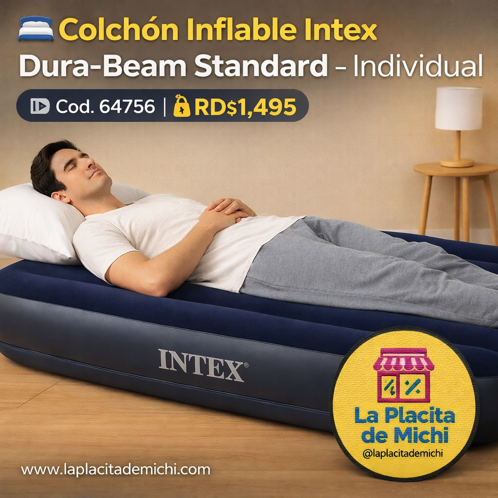 🛏️ Colchón Inflable Intex Dura-Beam Standard – Individual
🆔 Cod.64756  | (30x75x10cm)

💰 RD$1,495