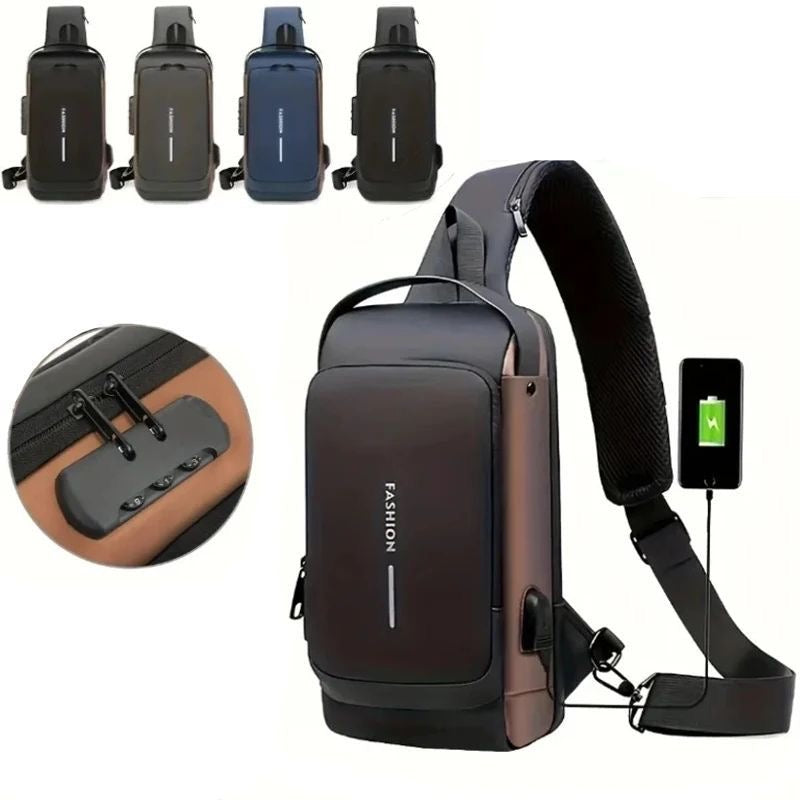 Bolso Cruzado de Hombre Impermeable y Candado de Seguridad  
(Cod.M-35)