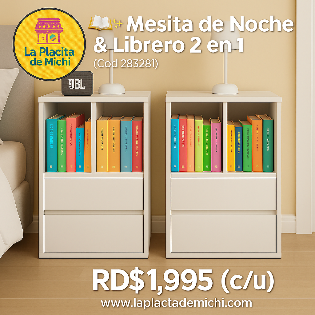 📖✨ Mesita de Noche & Librero 2 en 1
(Cod.283281)
💰RD$1,995 (c/u)
