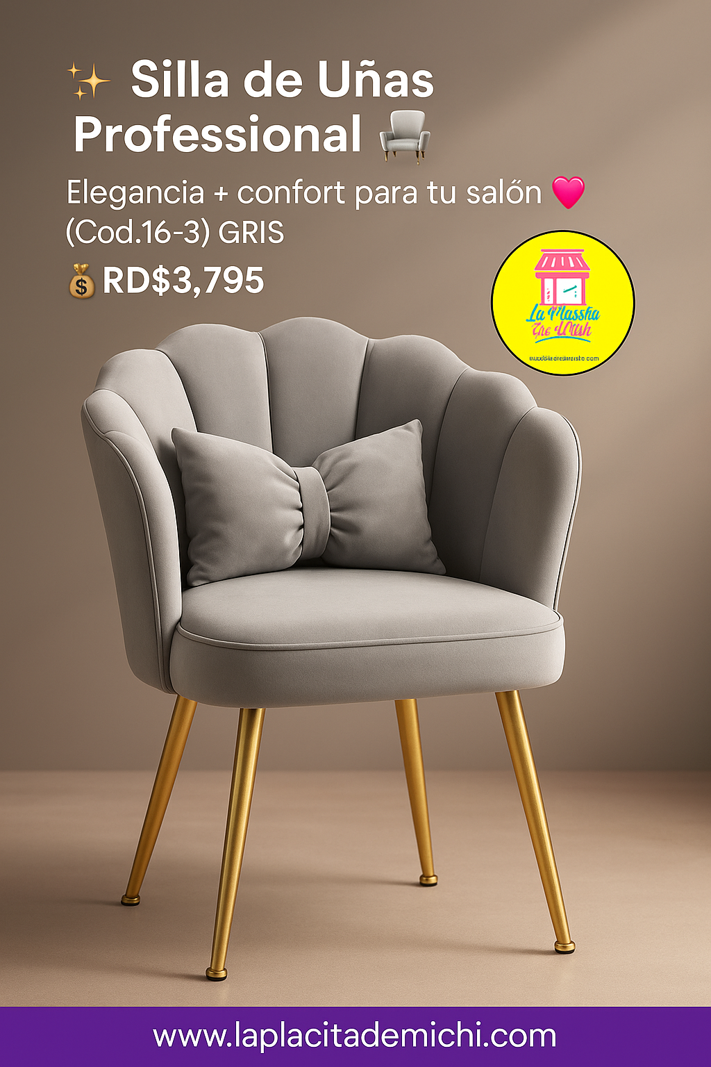 💅✨ Silla de Uñas Profesional ✨💺
Elegancia + confort para tu salón 💖 (Cod.16-3) GRIS
