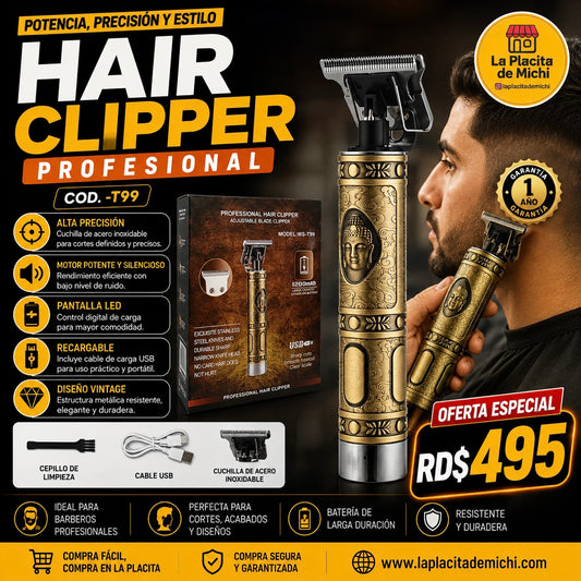 💈🔥 HAIR CLIPPER PROFESIONAL (Cod. -T99 ) – POTENCIA, PRECISIÓN Y ESTILO 🔥💈

💰 RD$495