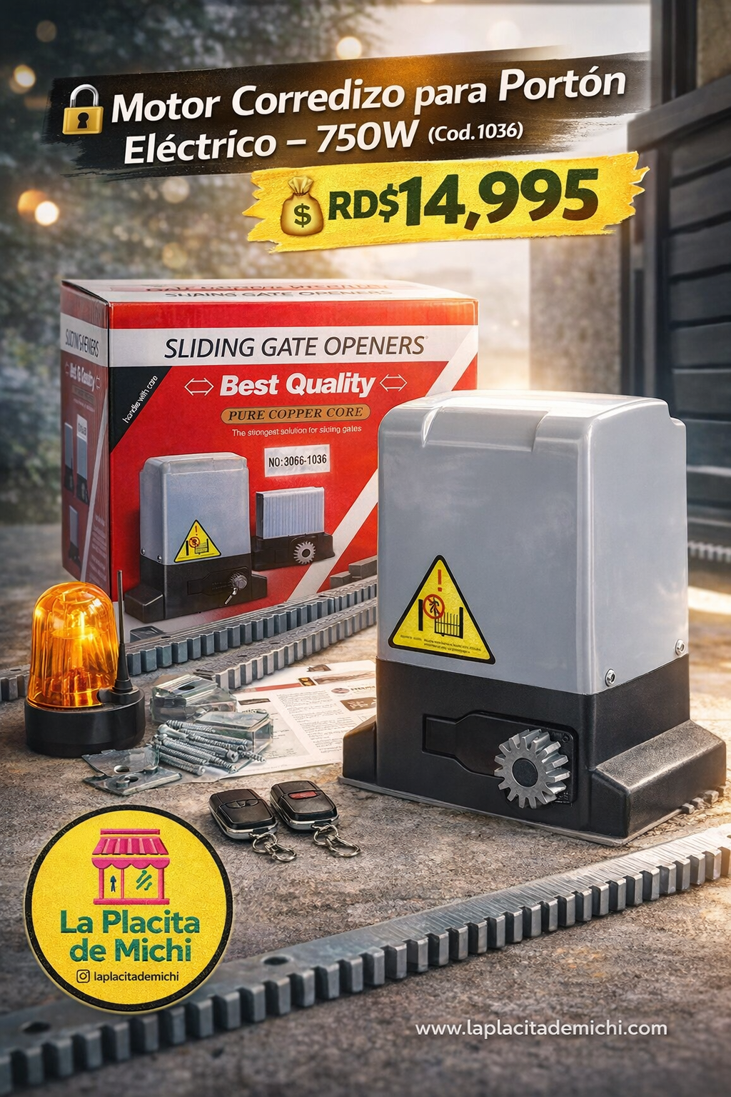 🔐 Motor Corredizo para Portón Eléctrico – 750W (Cod. 1036) 

💰RD$14,995