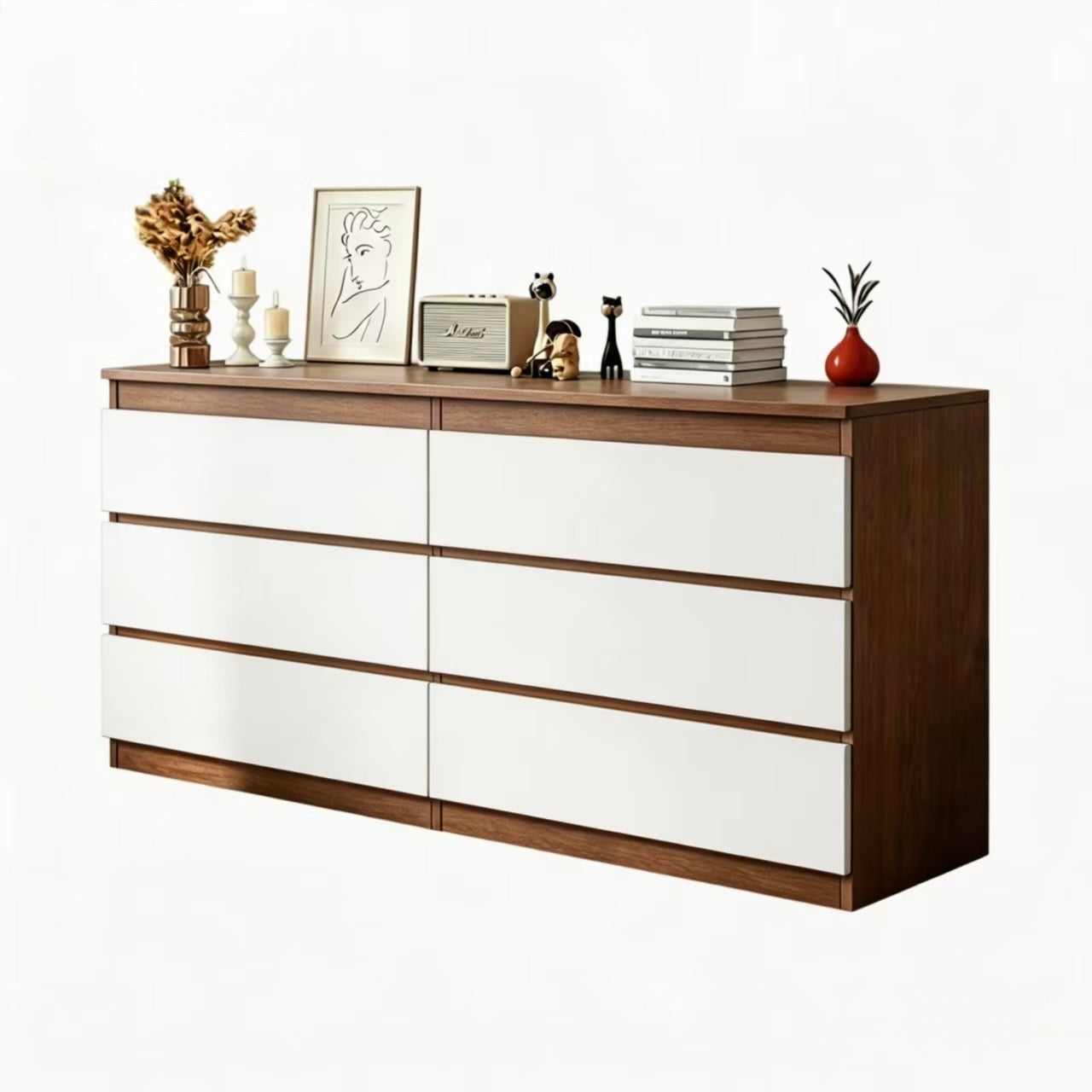 🧺 GAVETERO ARMARIO DE ALMACENAMIENTO – 6 CAJONES 
 🆔 Cod. 80025-7 MARRÓN CON BLANCO

💰 RD$5,995

📐 Medidas 
• Ancho: 120 cm
• Alto: 98.6 cm
• Fondo: 40 cm