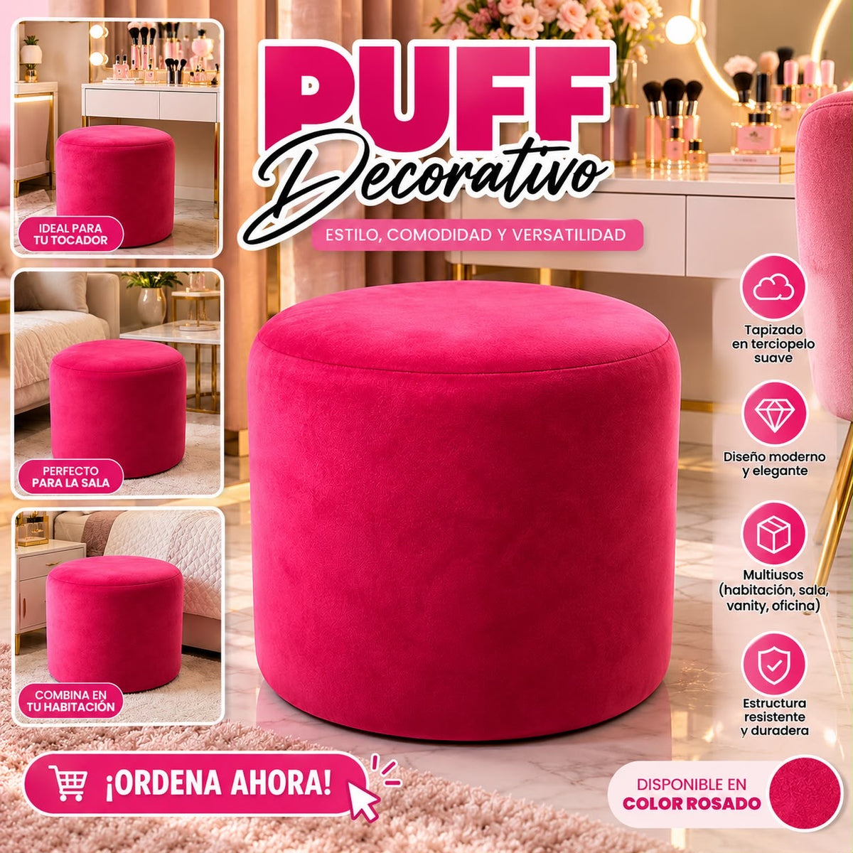 💗✨ PUFF REDONDO – COMODIDAD Y ESTILO PARA CUALQUIER ESPACIO ✨💗

🆔(Cod. 027 🩷 Color: Rosado/Fucsia)

💰RD$2,495 

📏 Medidas: 37 × 37 × 42 cm
