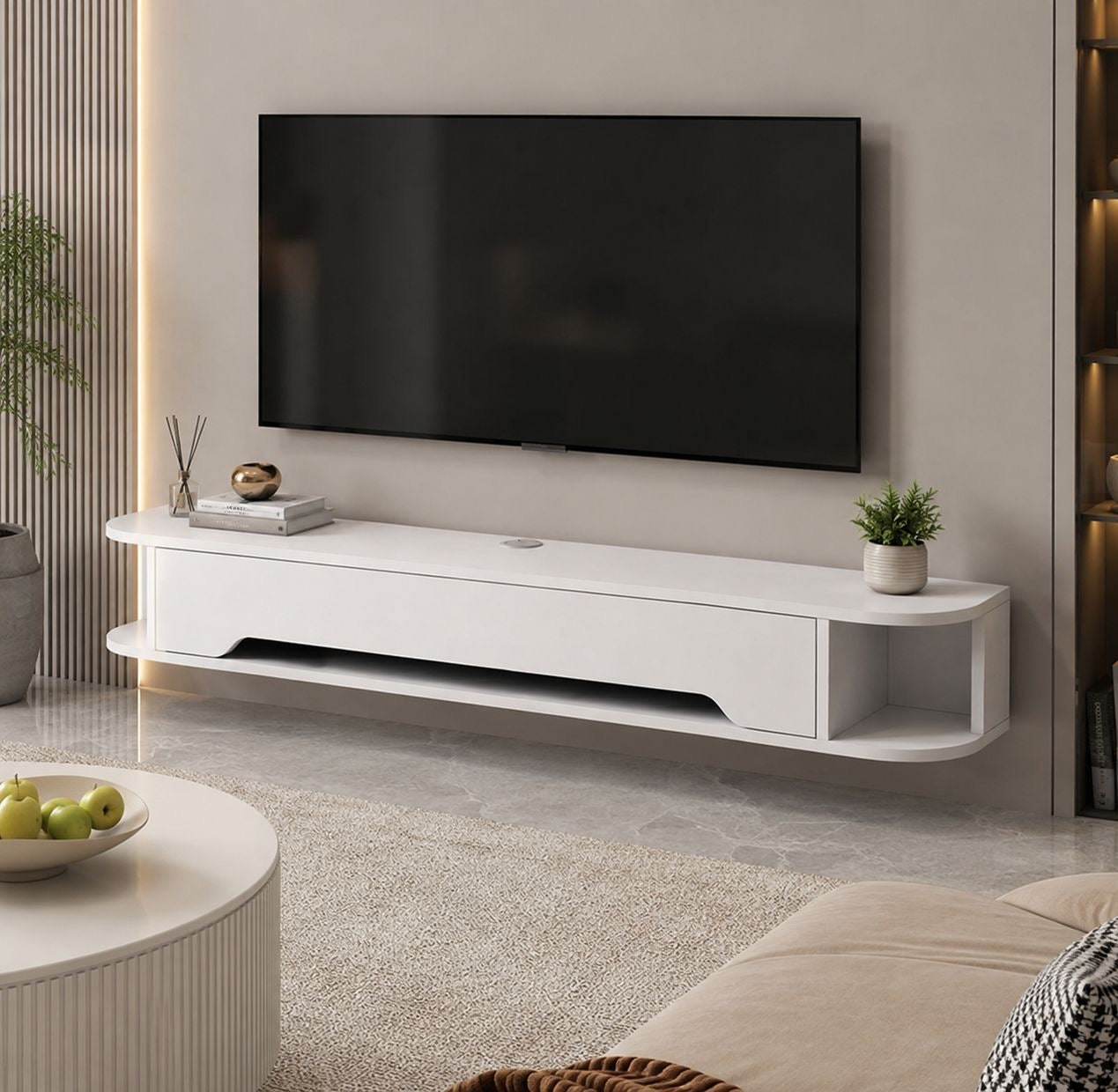 ✨📺 MUEBLE DE TV FLOTANTE MINIMALISTA – ELEGANCIA Y ORDEN PARA TU SALA ✨📺 (Cod. RC-23-26 Blanco)

💰RD$4,495 

📐 Medidas:
• Largo: 130 cm
• Fondo: 24 cm
• Alto: 20 cm
