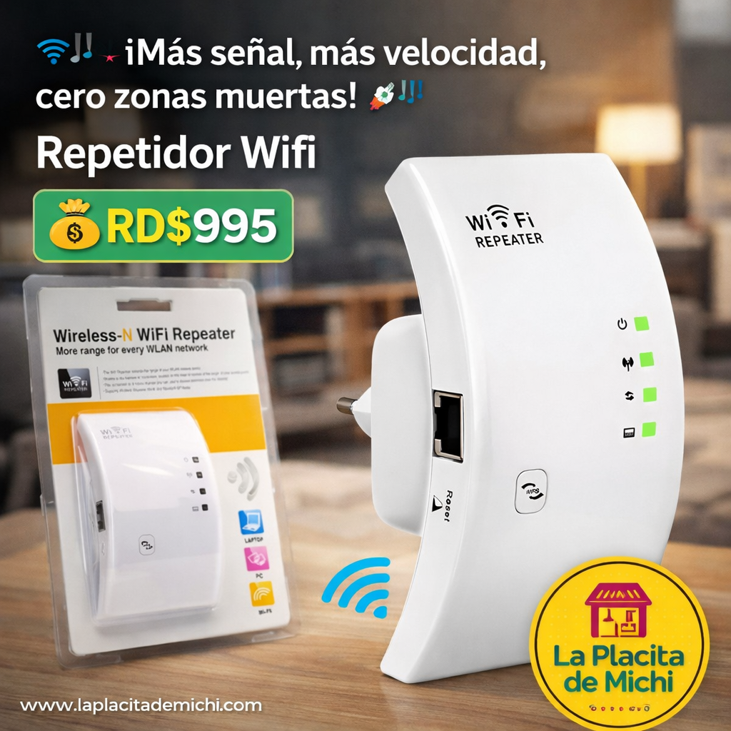 📶🚀 ¡Más señal, más velocidad, cero zonas muertas! 🚀📶

Repetidor Wifi 
💰RD$995