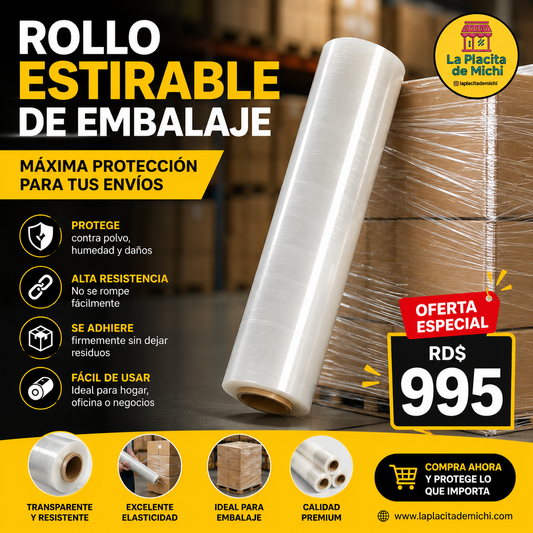 📦💪 ROLLO ESTIRABLE DE EMBALAJE – MÁXIMA PROTECCIÓN PARA TUS ENVÍOS 💪📦

💰 RD$995