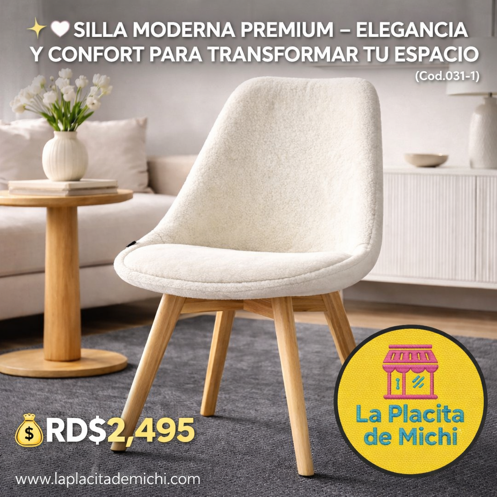 ✨🤍 SILLA MODERNA PREMIUM – ELEGANCIA Y CONFORT PARA TRANSFORMAR TU ESPACIO 🤍✨(Cod.031-1)

💰RD$2,495