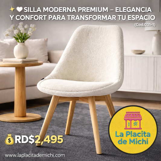 ✨🤍 SILLA MODERNA PREMIUM – ELEGANCIA Y CONFORT PARA TRANSFORMAR TU ESPACIO 🤍✨(Cod.031-1)

💰RD$2,495