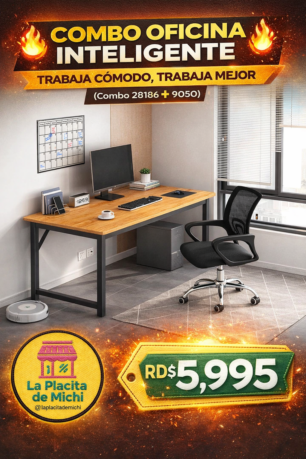 🔥 COMBO OFICINA INTELIGENTE – TRABAJA CÓMODO, TRABAJA MEJOR 🔥
(*Combo* 28186➕9050)

💰RD$5,995