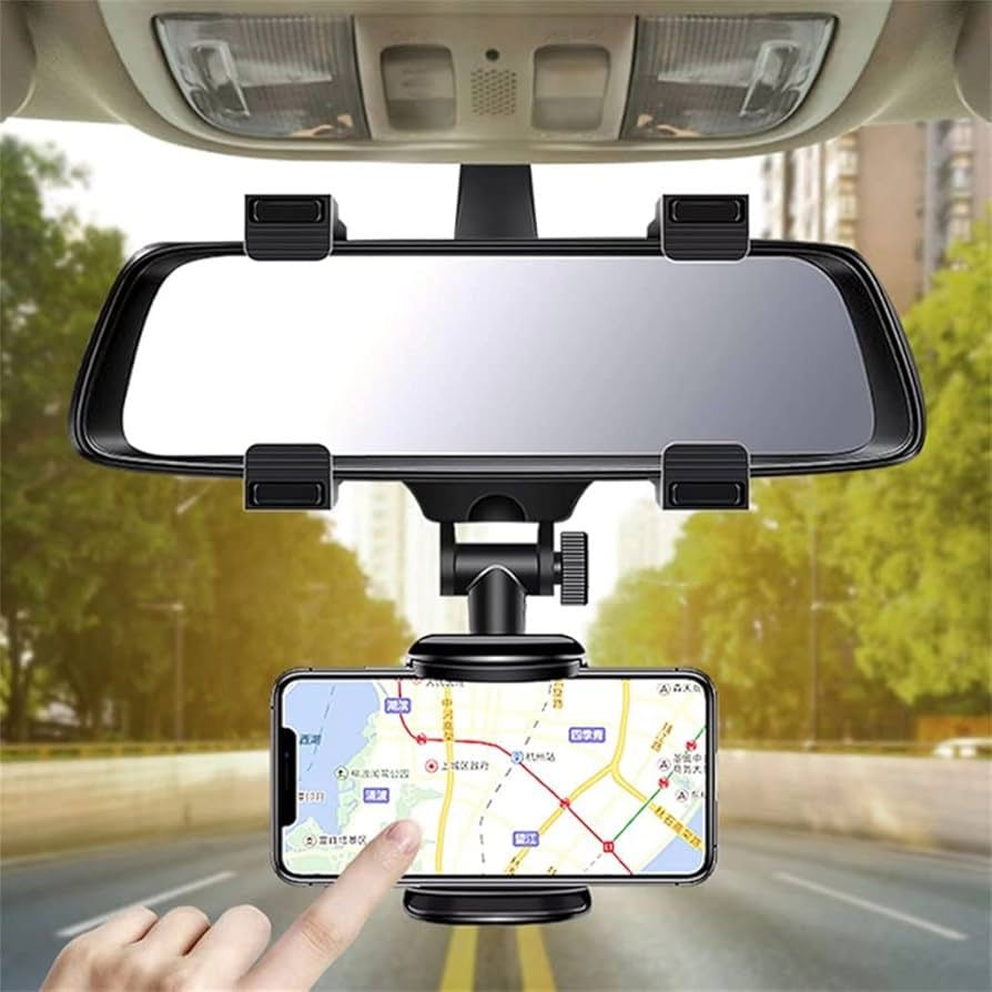 Soporte de Teléfono Universal Giratorio de 360 grados para espejo retrovisor de automóvil. (Cod.005)