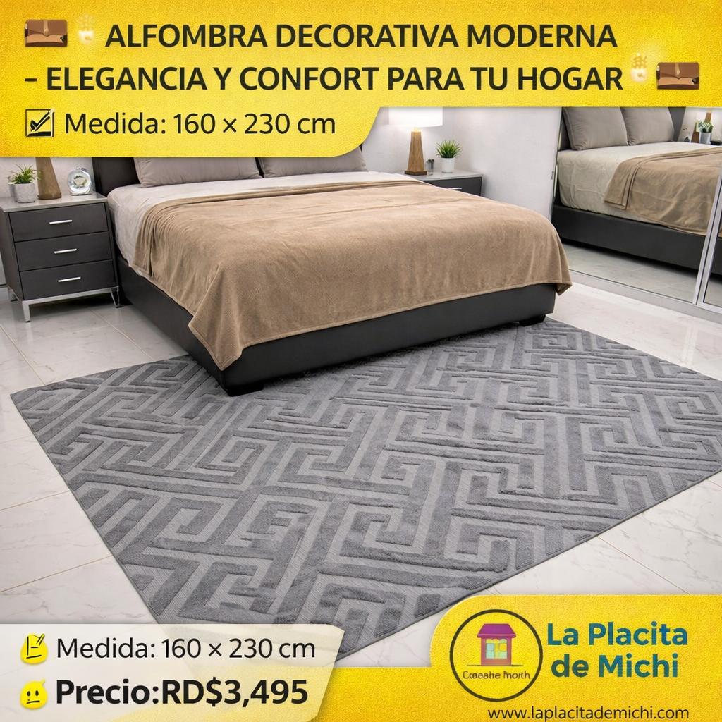 🛋️✨ ALFOMBRA DECORATIVA MODERNA – ELEGANCIA Y CONFORT PARA TU HOGAR ✨🛋️ GRIS

📐 Medida: 160 × 230 cm
💰 Precio: RD$3,495