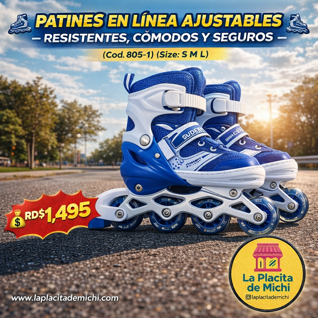 🛼 PATINES EN LÍNEA AJUSTABLES  – RESISTENTES, CÓMODOS Y SEGUROS 🛼 (Cod. 805-1) (Size: S M L)

💰RD$1,495