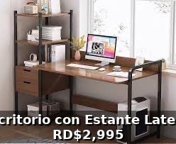 🪑✨ Escritorio Multifuncional con Estante Lateral (Color Marrón)  (Cod. 88002) ✨🪑

💰 RD$2,995