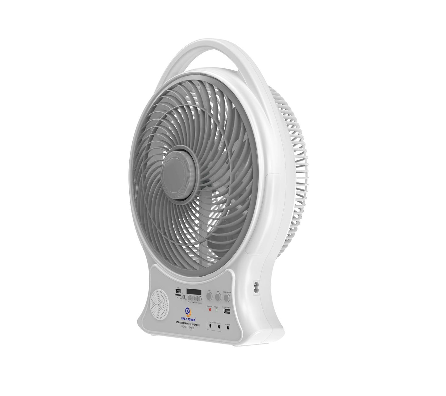 Abanico Recargable Con Panel Solar y Eléctrico Con Bombillos y Bluetooth (14 Pulgadas)