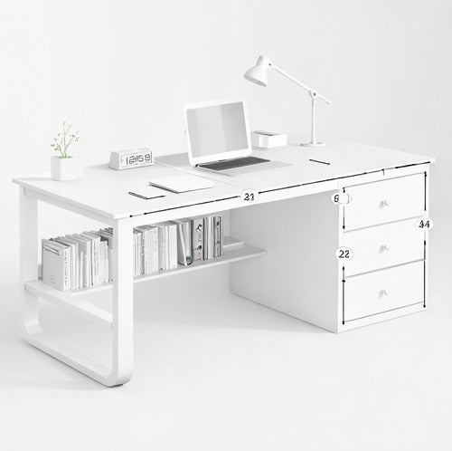 🪑💼 Mesa  Blanca de Oficina Moderna con Estantería y 3 Cajones 📌 (Cod. 283269)

💰 RD$3,995