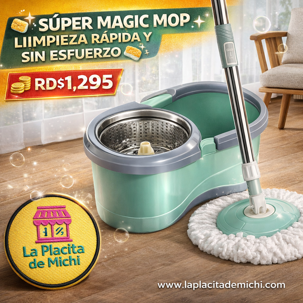 🧽✨ SÚPER MAGIC MOP – LIMPIEZA RÁPIDA Y SIN ESFUERZO ✨🧽
 
💰 RD$1,295
