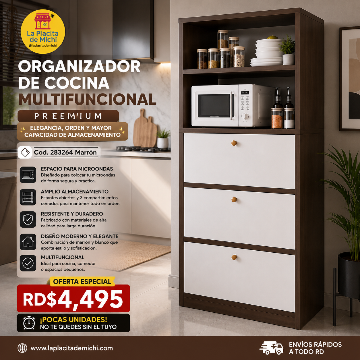 🍽️🤎 ORGANIZADOR DE COCINA MULTIFUNCIONAL PREMIUM – ELEGANCIA, ORDEN Y MAYOR CAPACIDAD DE ALMACENAMIENTO 🤎🍽️

🆔 Cod. 283264 Marrón 

💰 RD$4,495