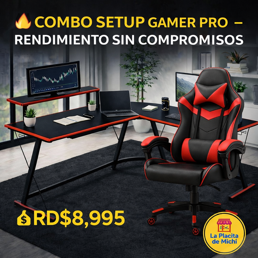 🔥 COMBO SETUP GAMER PRO – RENDIMIENTO SIN COMPROMISOS 🔥

🖥️ Escritorio Gamer en Forma de L – Negro/Rojo (Cod. 88333-3) + Silla Gamer 

💰RD$8,995